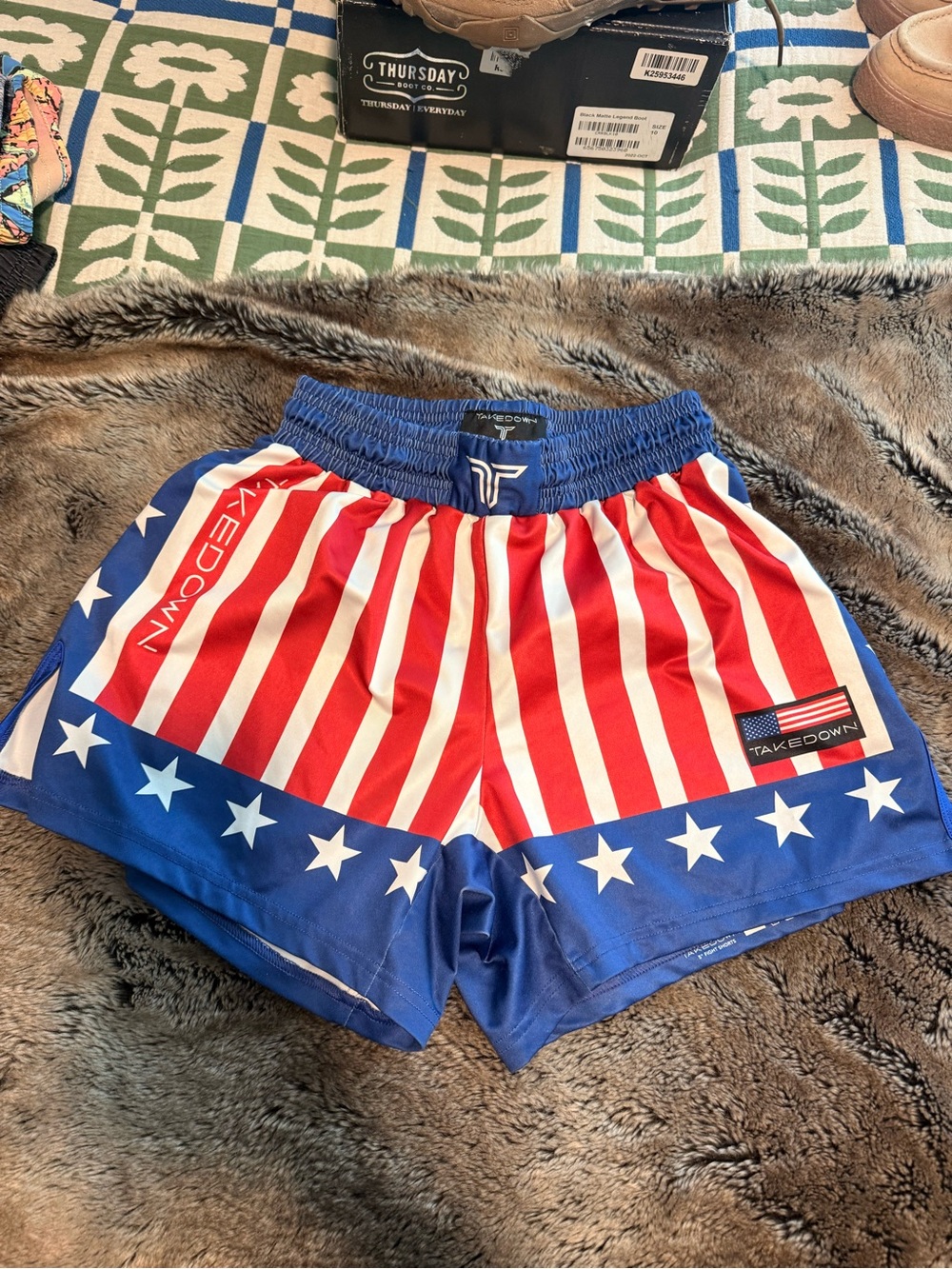 Men's Athletic Shorts - American Flag Blue/Red
